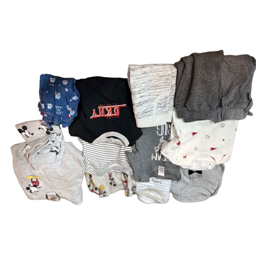 Baby boy 6-9 month clothing 12 piece lot. Pajamas, outfit, pants, shirts.